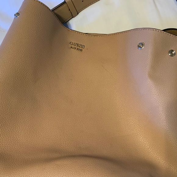 Guess Tan Faux Leather Roomy Bag Purse - Picture 11 of 16